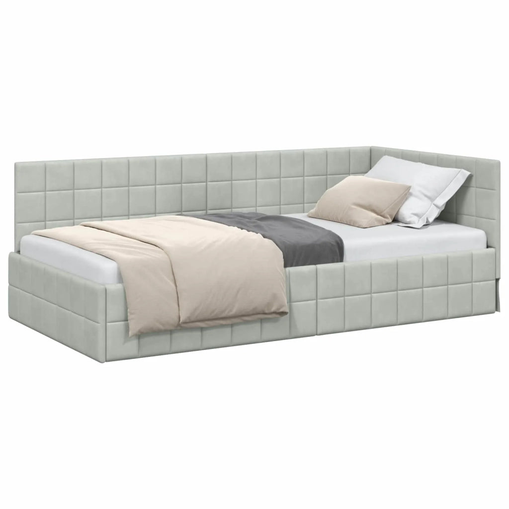 Cornice del letto ad angolo Grigio chiaro 100 cm x 200 cm