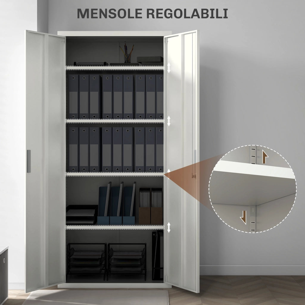 Armadio da Ufficio con Ripiani Regolabili ¨C zephmum ¨C Bianco 80x40x180 cm