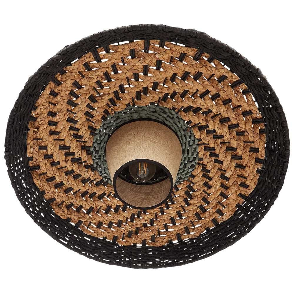 Lampada da terra in corda di carta nera realizzata a mano stile boho soggiorno camera da letto