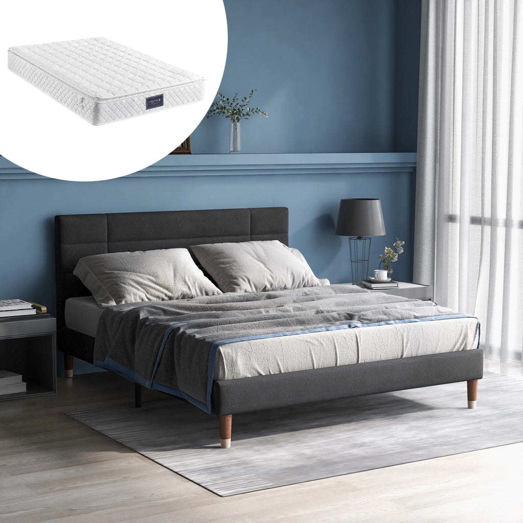 letto imbottito legno massello grigio 140x200 cm