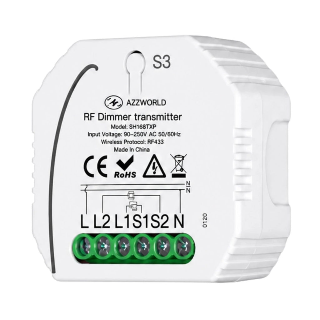 Trasmettitore RF Con Funzione di Dimmer Per Pulsante NO Compatibile Con Tutte Serie Civile