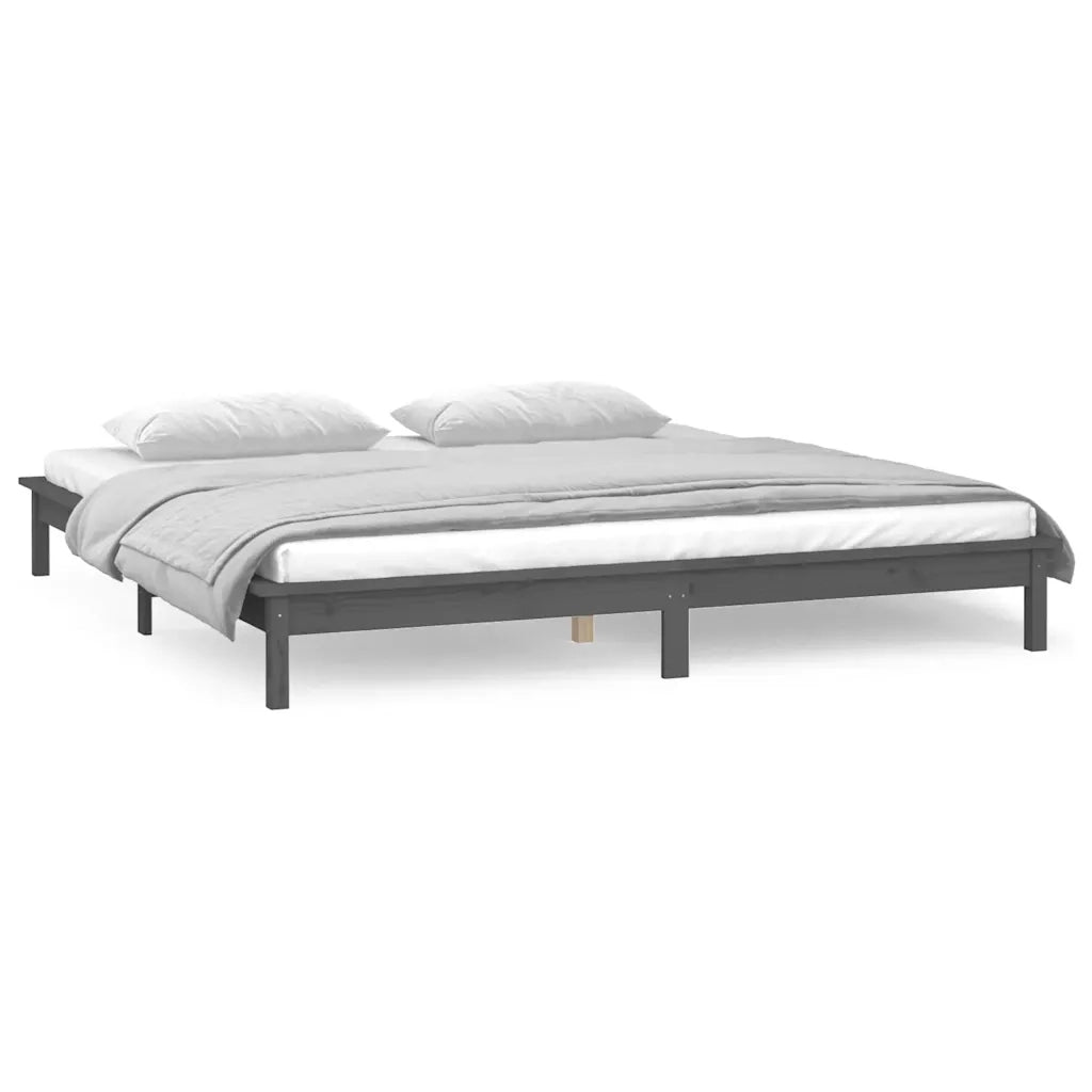 Giroletto LED Grigio 120x190 cm Small Double Legno Massello 820643