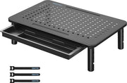 Monitor Stand con Cassetta di Riposo - Altezza Regolabile Elevatore per Monitor per Scrivania - Adatto per Laptop, Computer, iMac, PC e Stampante