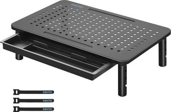 Monitor Stand con Cassetta di Riposo - Altezza Regolabile Elevatore per Monitor per Scrivania - Adatto per Laptop, Computer, iMac, PC e Stampante