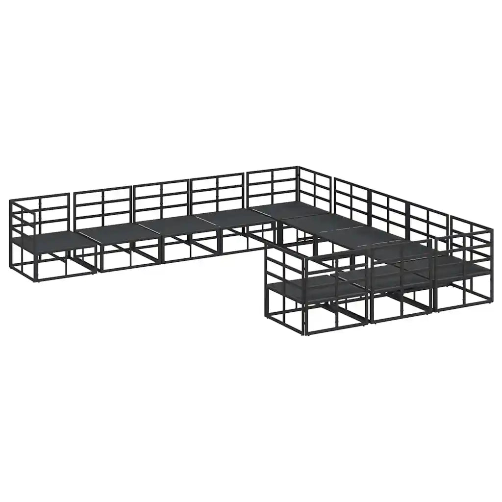vidaXL Set Divano da Giardino con cuscino 11 pcs Nero Alluminio