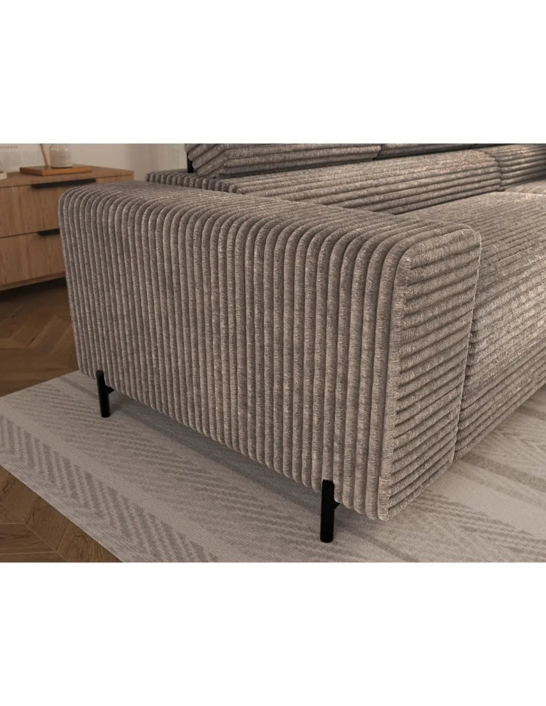 Divano ad angolo COLESIA convertibile 5 posti beige velluto a coste – destro – 274x200cm