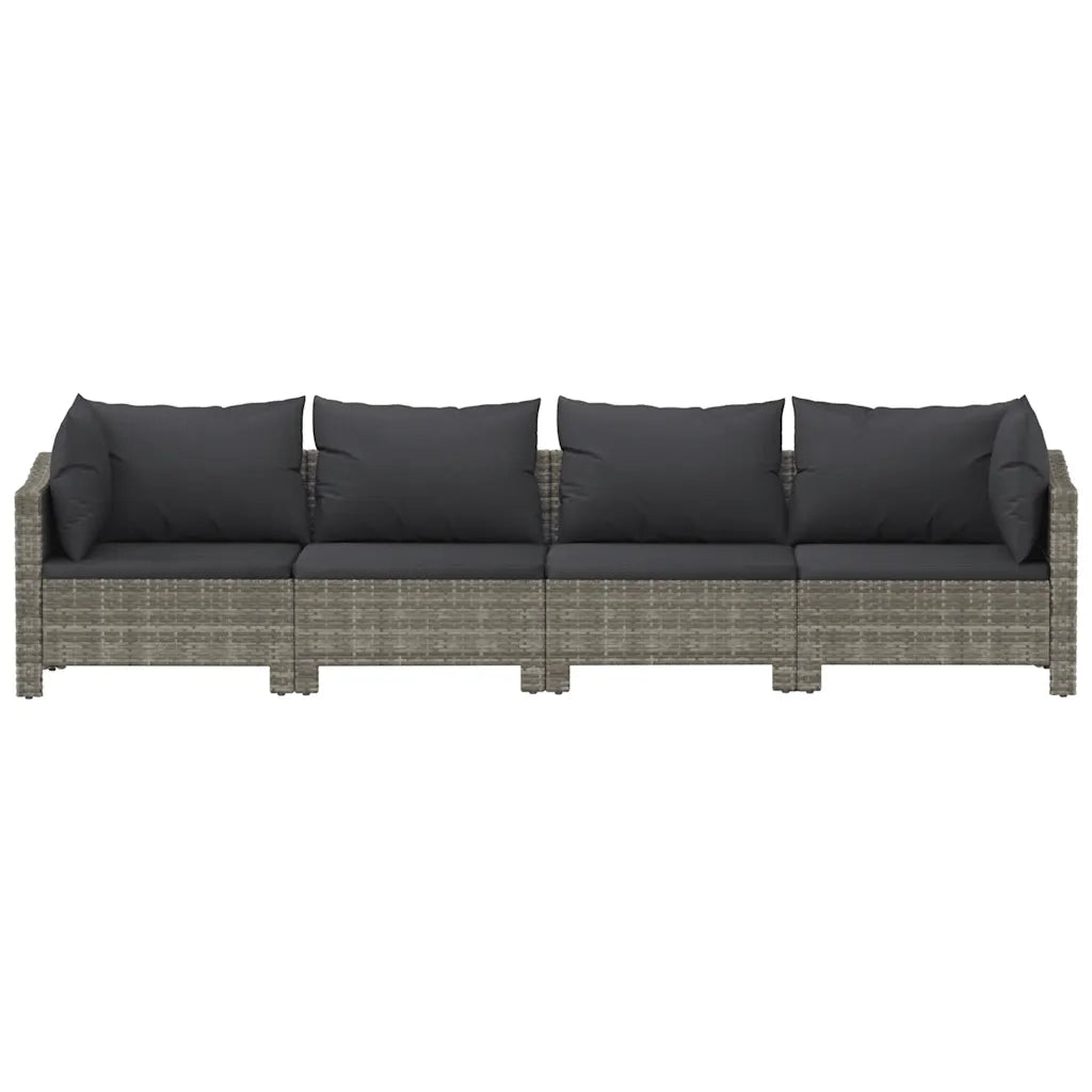 Set da giardino 4 pezzi con cuscini grigio in polyrattan 362686