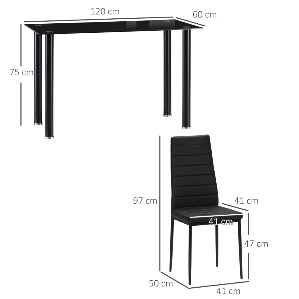 Tavolo da pranzo allungabile set con 4 sedie ¨C Minimal ¨C nero vetro