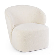 Poltrona Imbottita in Tessuto Bouclé Design Arrotondato - RENATA