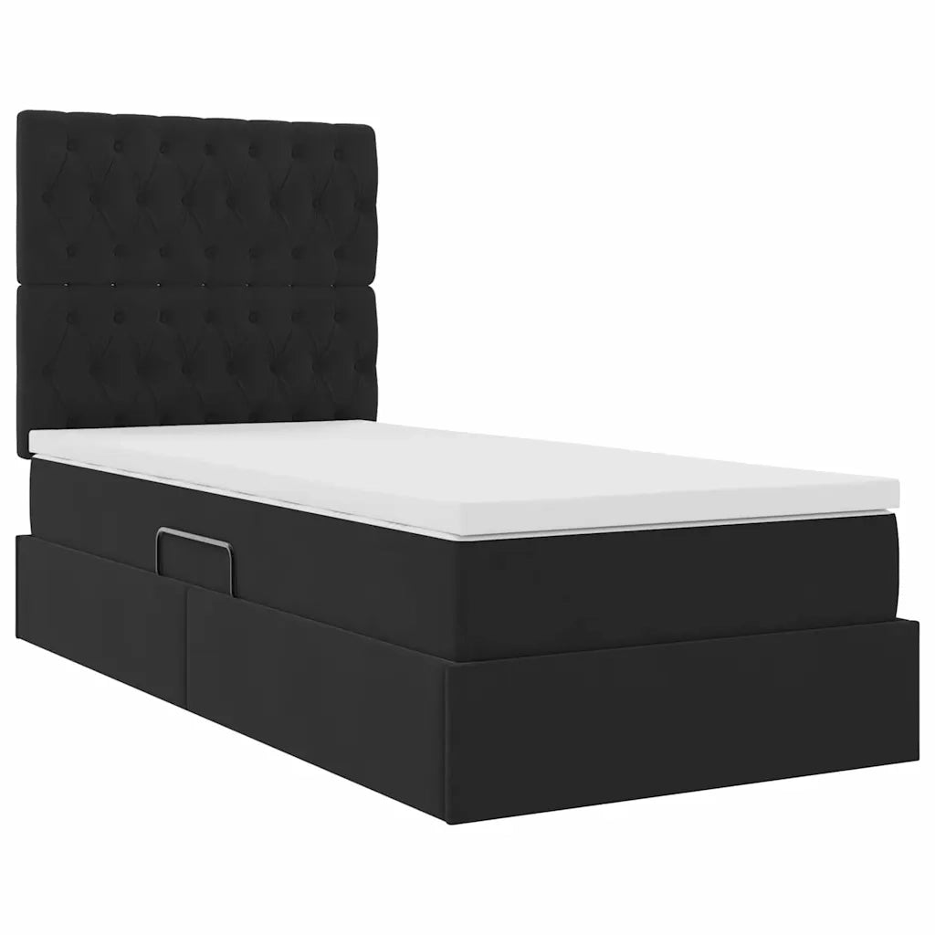 Letto con contenitore e materasso Nero 90 x 190 cm Velluto