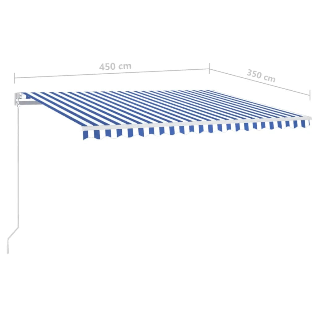 Tenda da Sole Retrattile Manuale con LED 450x350 cm Blu Bianca 3069001