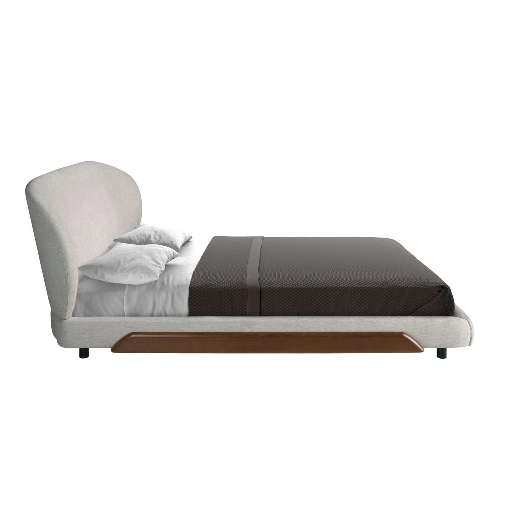 Letto in tessuto grigio chiaro
