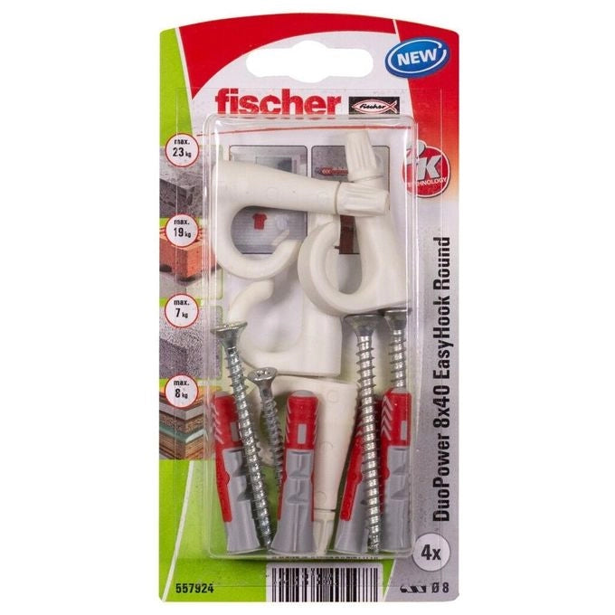 Fischer 557924 ancoraggio a vite e tassello 4 pz Kit di viti e tasselli a muro 40 mm