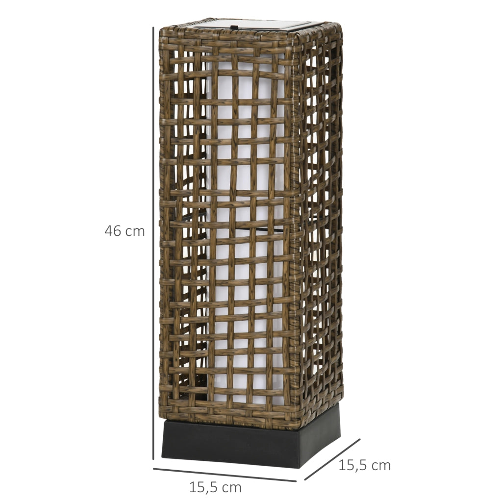 Lampada Da Esterno In Rattan Effetto Naturale 15,5 X 15,5 X 46 Cm Sabbia Per Giardino E Terrazza