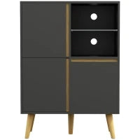 Mobiletto da Salotto Design Moderno con Mensole Regolabili e Piedi in Legno Massiccio, 70 x 40 x 96,1 cm, Grigio Scuro