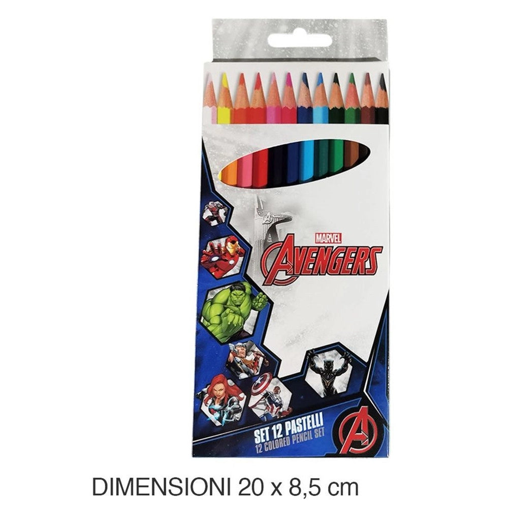 Trade Shop - Set 12 Pastelli Matite Colorate Colori Avengers Disegno Scuola Bambini Cancelleria 955654 -