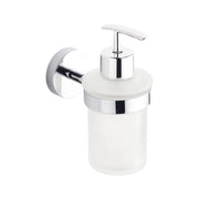 Dispenser sapone a muro in zinco cromato e bicchiere in vetro | Spin