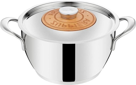 Piastra di cottura elettrica Ø 24 cm con fondo in lega di rame e inox 18/10, maniglia in legno di noce e fondo in materiale termoisolante Lagotherm - Emozione