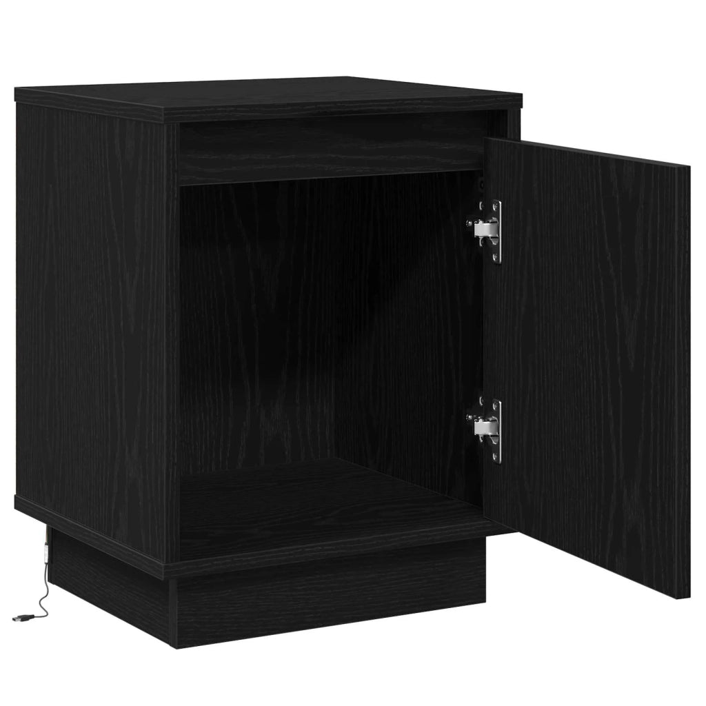 Comodino | Armadio da Notte | Mobiletto da notte Rovere Nero 39 x 34,5 x 50 cm