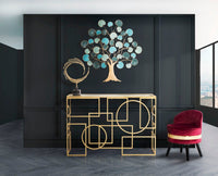 Console Marie 120x41x81 cm in Ferro e Vetro Oro e Nero