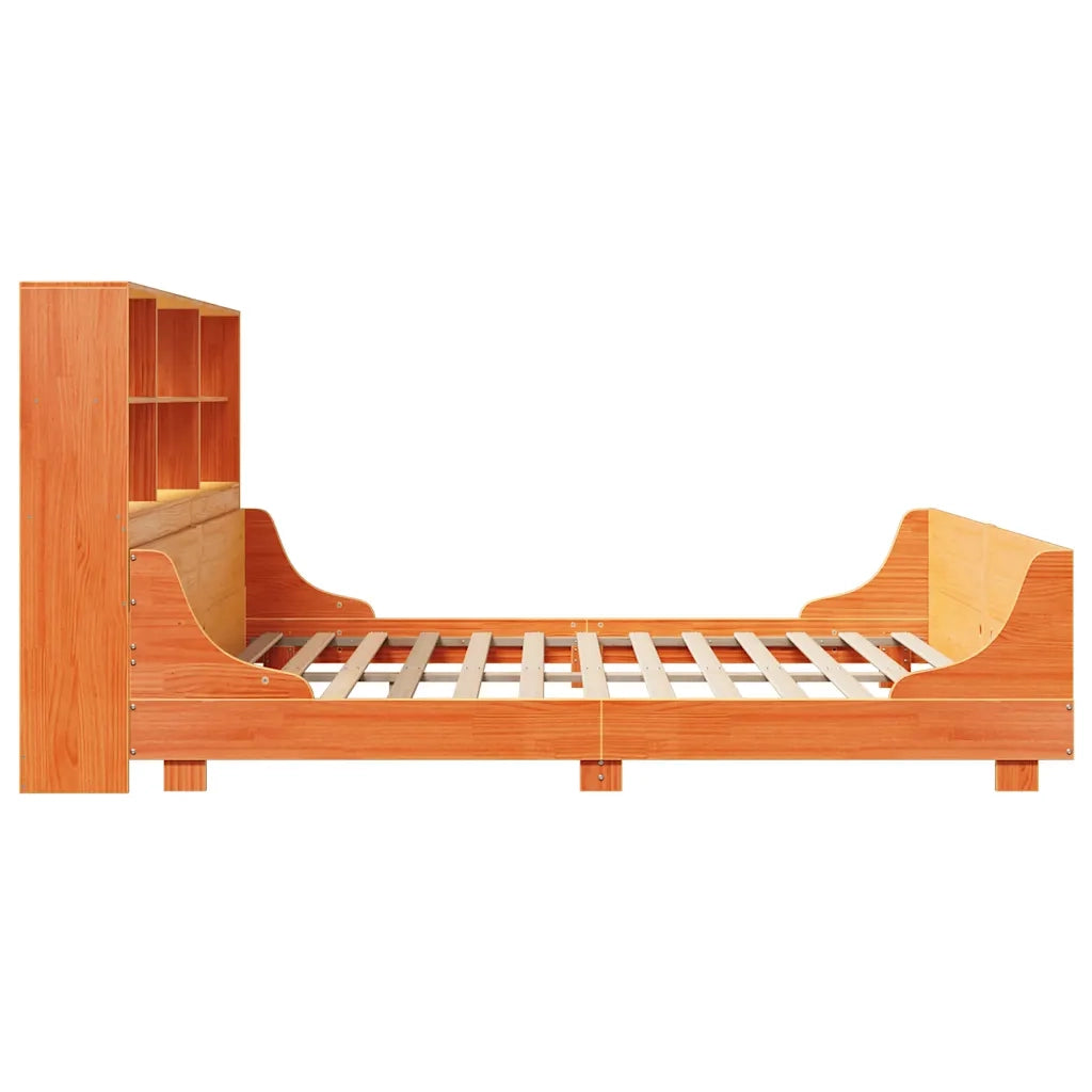 Letto Libreria senza Materasso-Struttura Letto con contenitore Marrone Cera 180x200 cm Legno 168750
