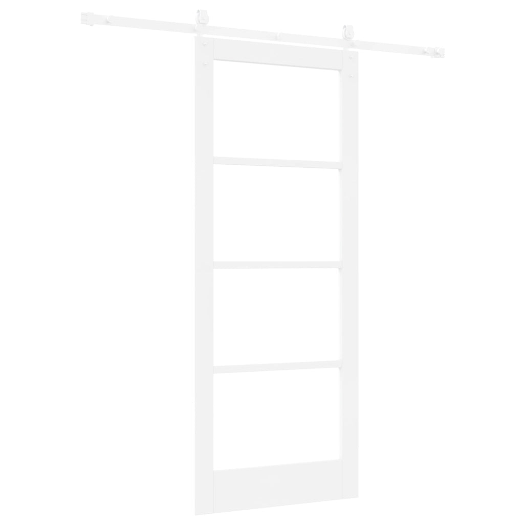 Porta scorrevole  con kit di accessori bianca 83x202 cm in legno massello di pino