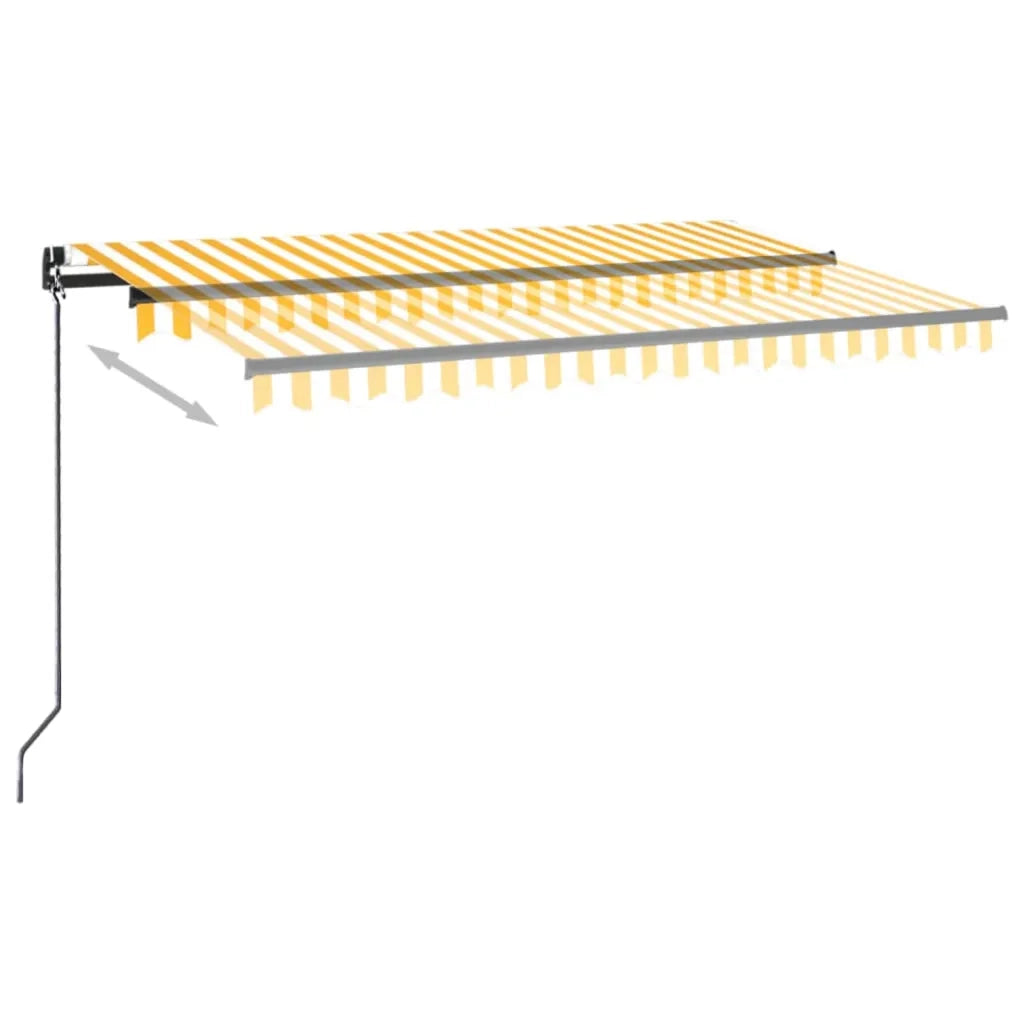 Tenda da Sole Retrattile Manuale LED 400x350 cm Giallo Bianco 3069183