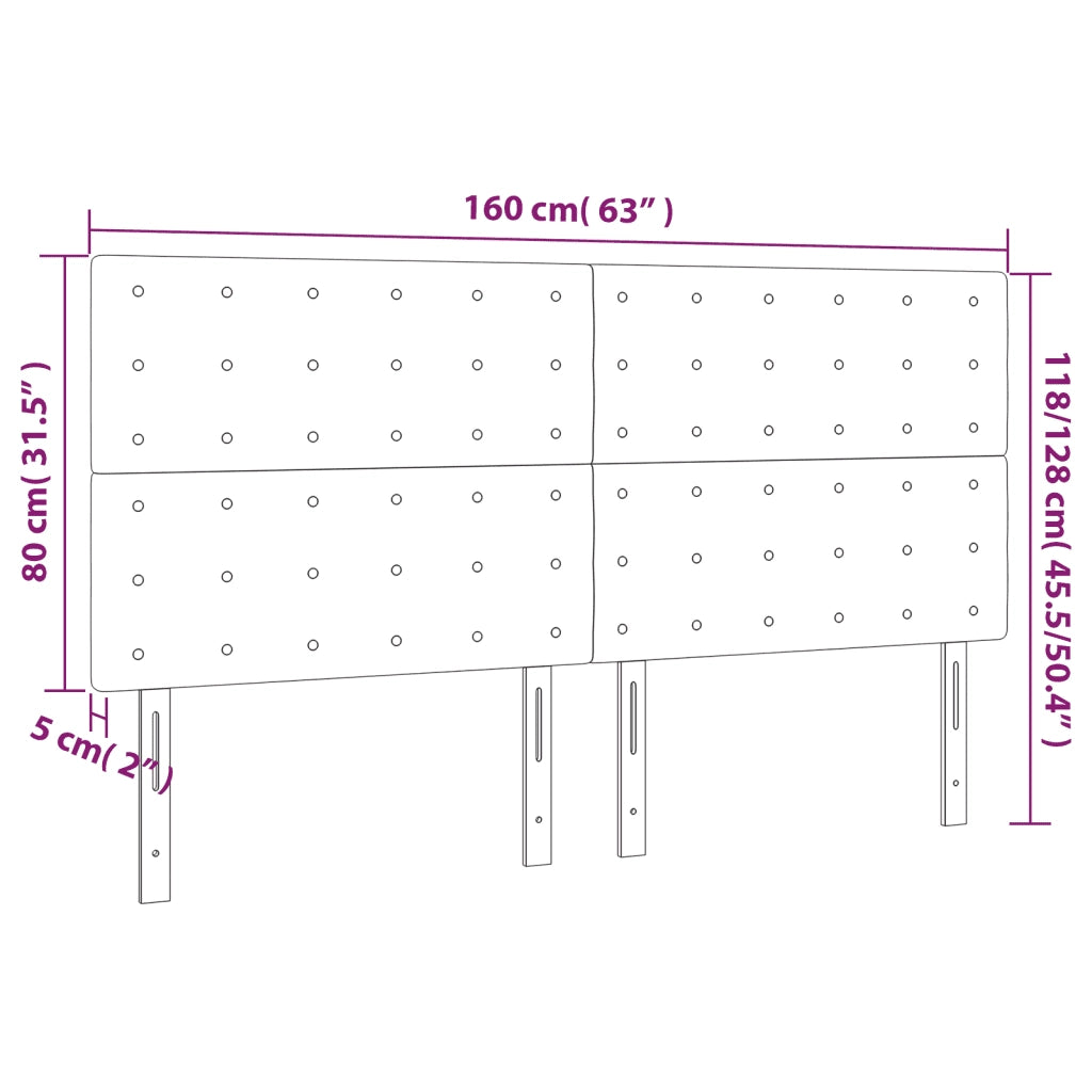 Testiera a LED Marrone Scuro 160x5x118/128 cm in Tessuto
