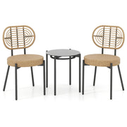Set di 3 set da bistrot per patio 57,5 ​​x 45,5 x 82 cm sedute ergonomiche con tavolino rotondo in resina intrecciata marrone 20_0020625