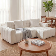 Divano angolare convertibile a L; stile moderno; colore bianco
