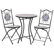 Tavolo + 2 sedie in ferro battuto, D60x75h-sedia(2): D38x46-90h Nero