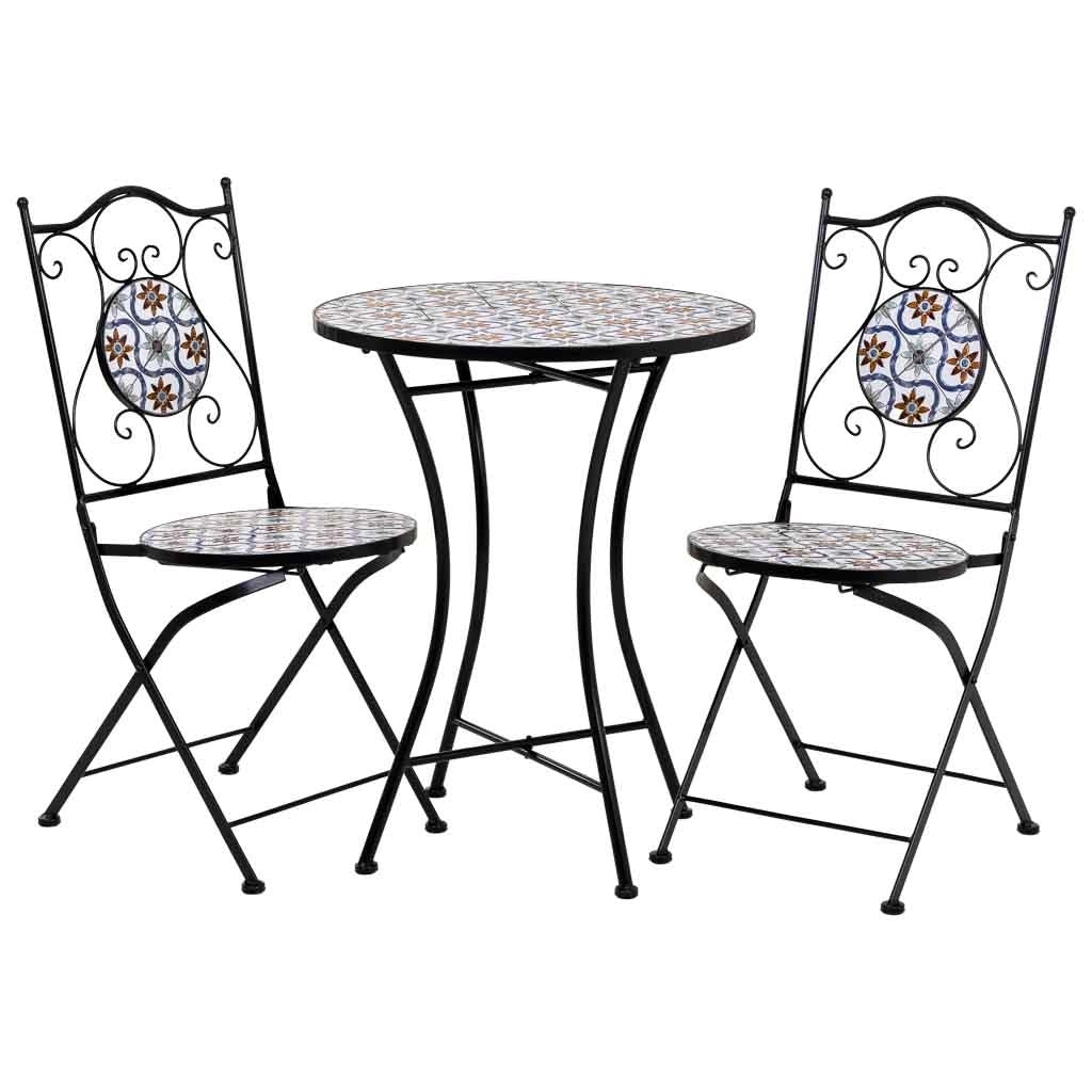 Tavolo + 2 sedie in ferro battuto, D60x75h-sedia(2): D38x46-90h Nero