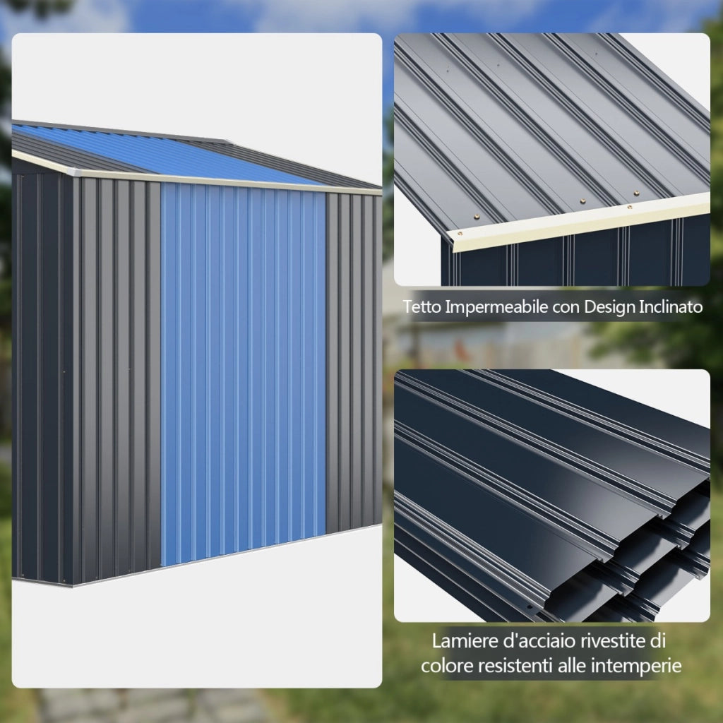 Kit di estensione abbinato per capanno degli attrezzi da giardino, Estensione per casetta organizer 213x64x195cm-Casette da giardino