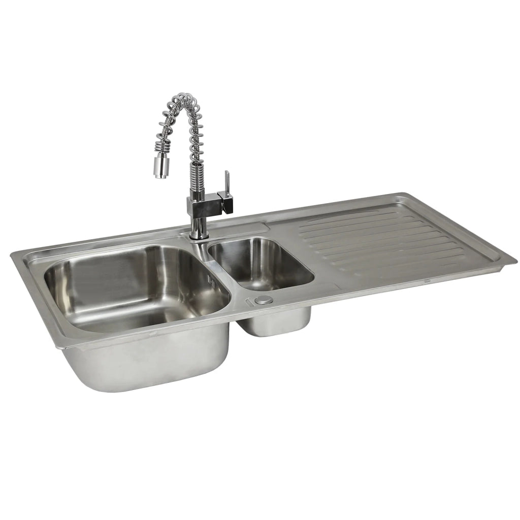 Lavandino da Cucina in Acciaio Inossidabile 105cm x 50cm con Rubinetto Rainbow
