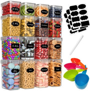 Set di Scatole di Stoccaggio Aria Tappata da 16, Scatola di Stoccaggio per Cucina con Coperchio in Plastica, Organizzatore di Scatole di Stoccaggio per Fiori, Granaglie, Cornflakes (2L 1.6L 1.4L 0.8L)
