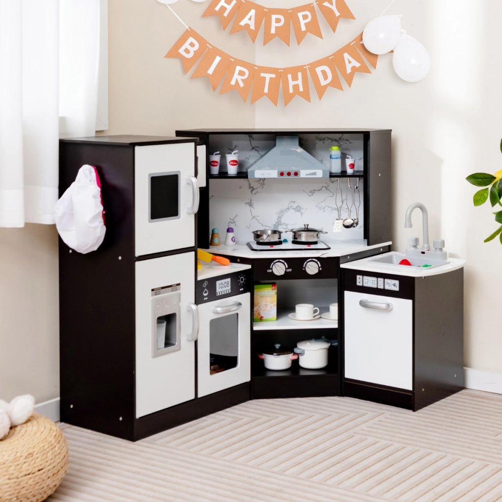 Cucina giocattolo per bambini in legno con lavabo separato suoni e luci divertenti-Set da cucina per giochi Caff¨¨