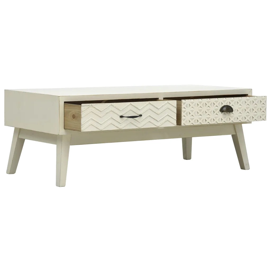 Tavolino CaffÃ¨ 2 Cassetti Intagliati Grigio 110x50x40cm Legno cod mxl 19732