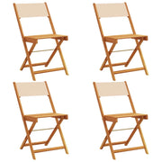Sedie da Giardino Pieghevoli 4 pz | Sedie da Esterno Beige Tessuto e Legno Massello