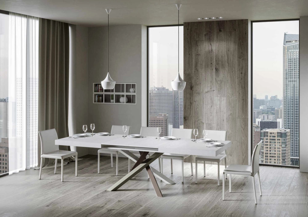 Tavolo Allungabile 140-244x90x77 cm Volantis Bianco Frassino Telaio 4C