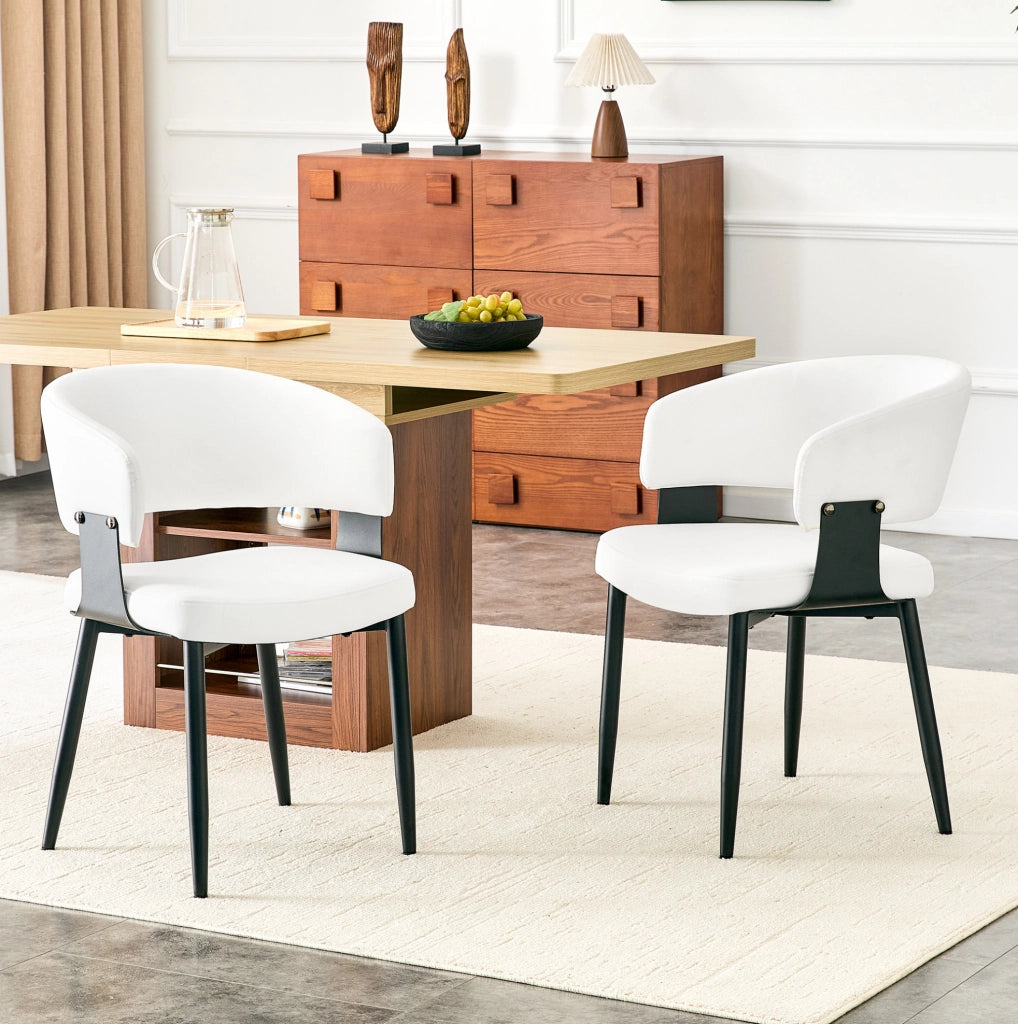 Sedia da pranzo 96x59.5x40 cm con schienale ergonomico in PU bianco e nero