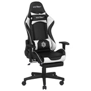 Sedia Gaming Nera Bianca Ecopelle Girevole Regolabile Braccioli e Poggiapiedi Regolabile in Altezza Moderna