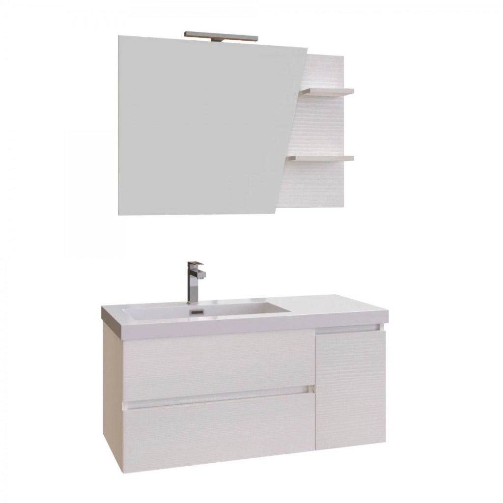 Mobile Bagno Sospeso 100 cm Lavabo e Specchio Bonussi Pegaso Bianco