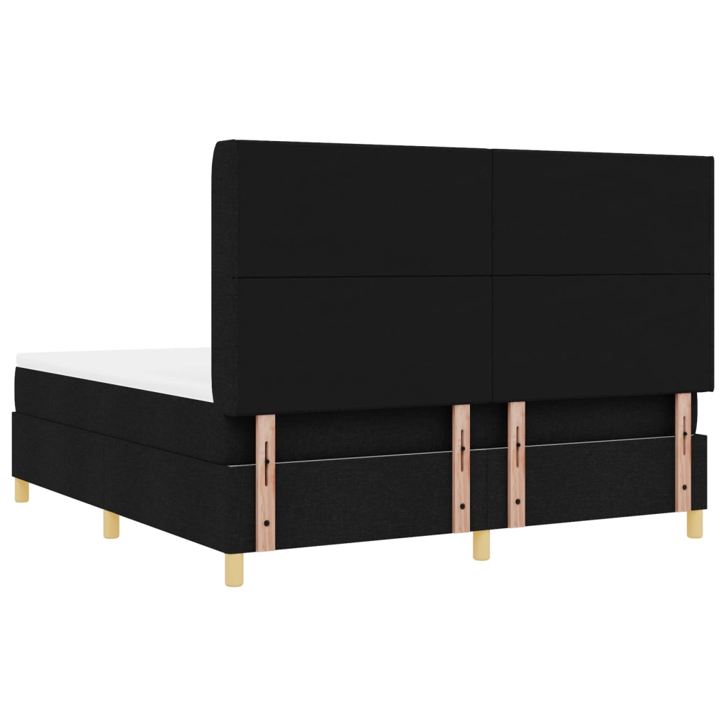 Letto Box Spring  con Materasso e LED Nero 180x200 cm Tessuto