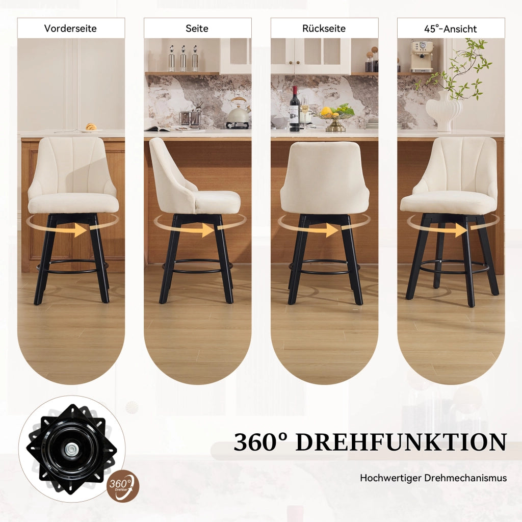 SGABELLO DA BAR Girevole 53 x 53,5 x 94,5 cm in Chenille Beige