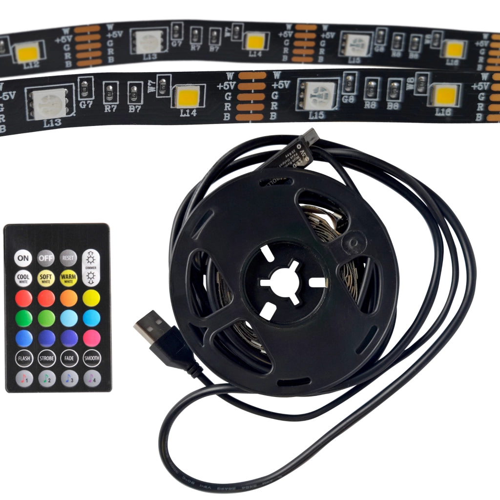 Striscia LED RGBW-TV 2x1m USB5V telecomando musica Polux