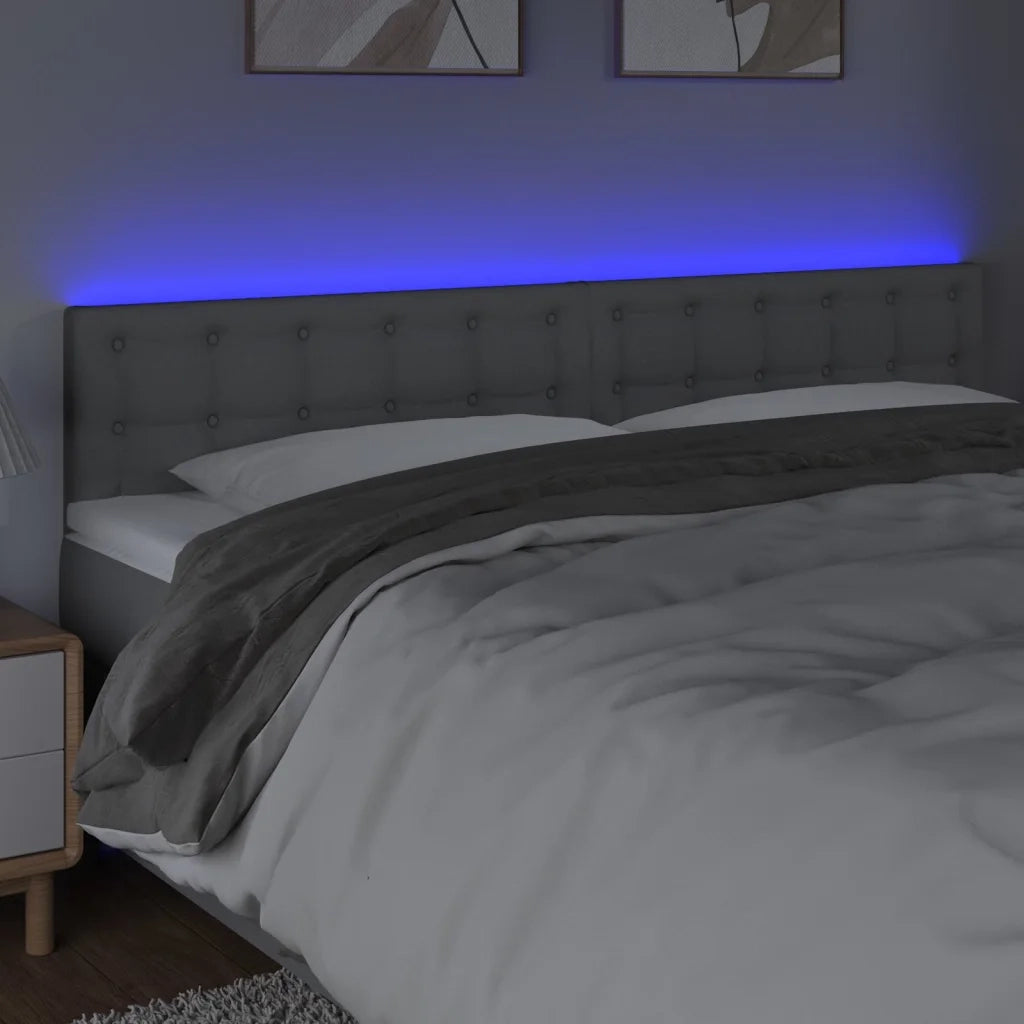 Testiera a LED-Testata con LED Grigio Chiaro 180x5x78/88 cm in Tessuto 851853