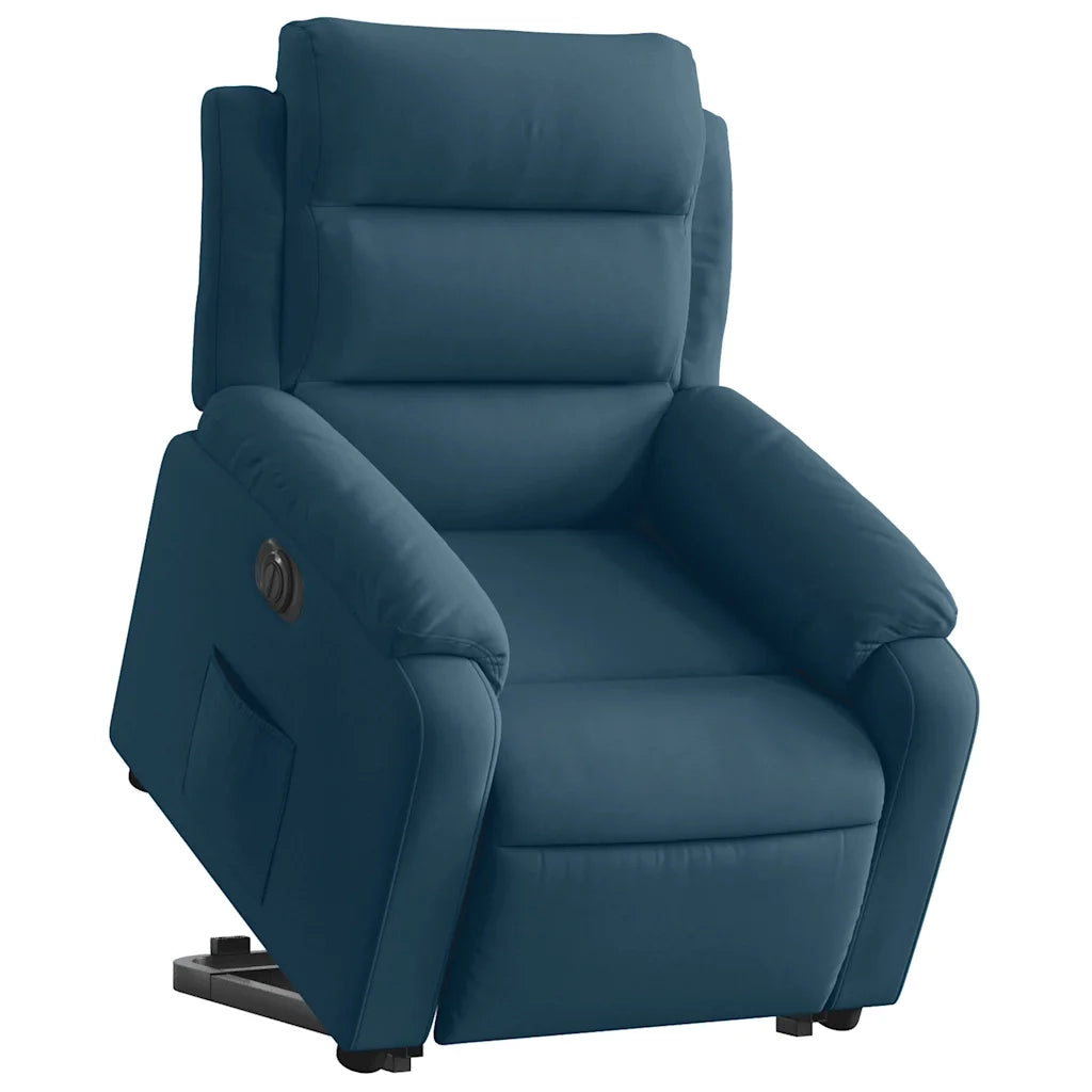 Poltrona Alzapersona Reclinabile Elettrica Blu in Velluto