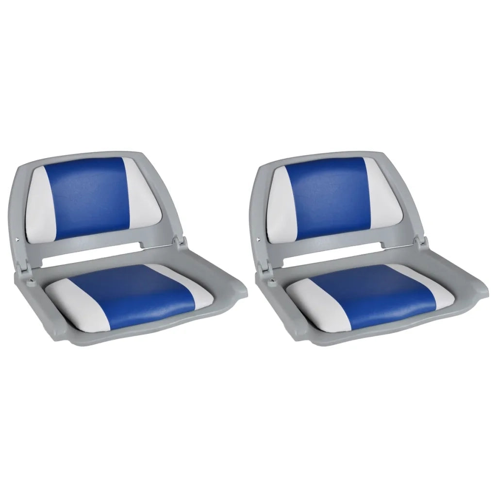 Sedili per Barca 2 pz Pieghevoli Cuscino Blu-Bianco 41x51x48 cm cod mxl 77641