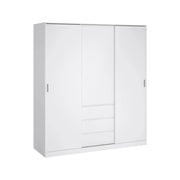 Guardaroba 3 ante Mathieu, Mobile camera da letto, Cabina armadio portabiti, Armadio appendiabiti, 177x60 h200 cm, Bianco lucido
