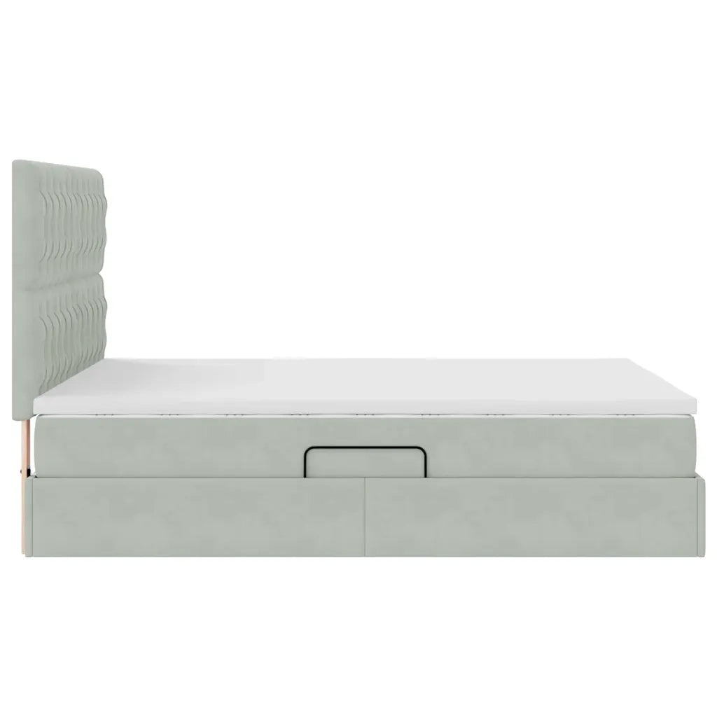 Letto con contenitore e materasso Grigio chiaro 140 x 200 cm 3372093